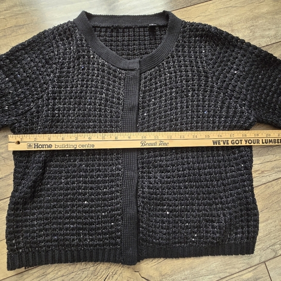 Chic Black Knit snap up Cardigan womens large - Picture 6 of 10